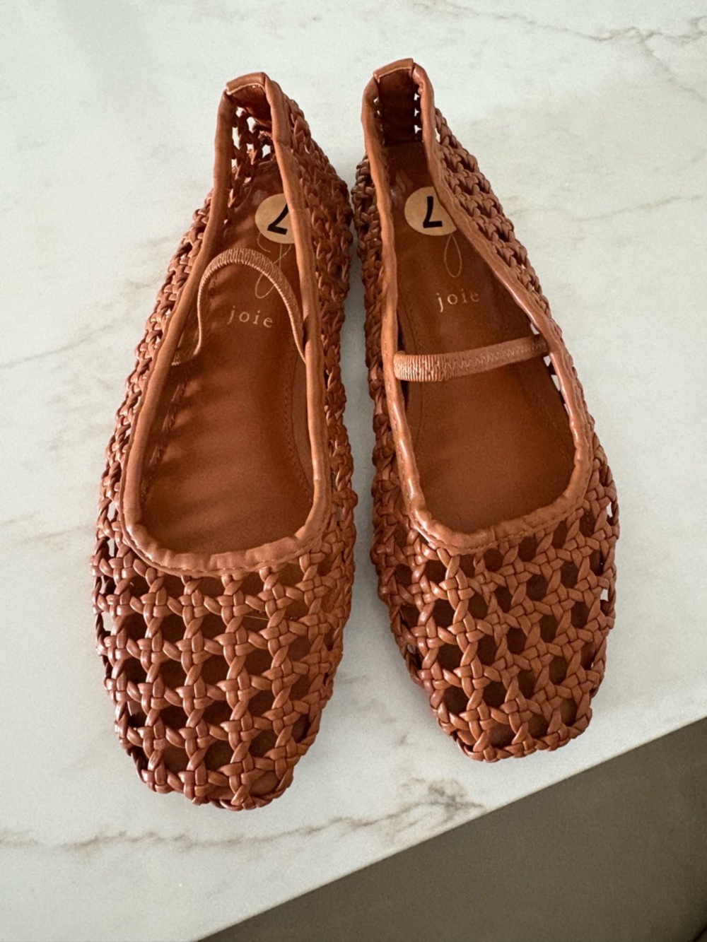 Joie Women's Woven Weavy Ballet Flat - Brown size 7